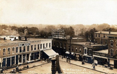 Northwest corner of town square, Clinton, Illinois — 1912.