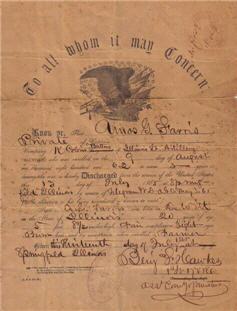 Scanned image - Amos G. Farris Civil War Discharge.