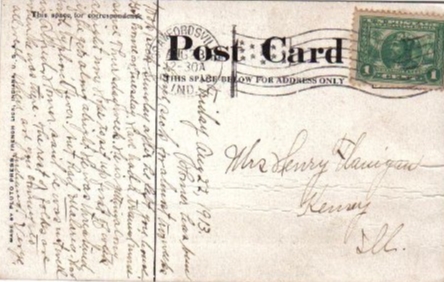 Scanned image - penny postcard back.