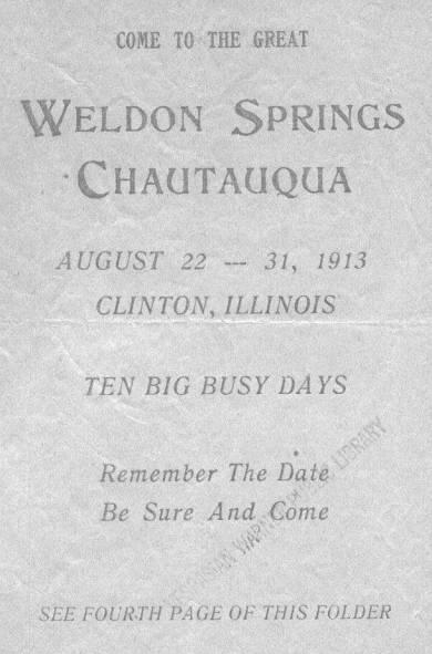 Weldon Springs Chautauqua program.