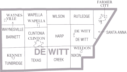 Map of Dewitt County Illinois.