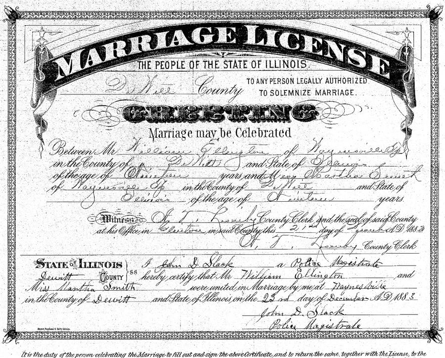 Image of Smith - Ellington Marriage License.