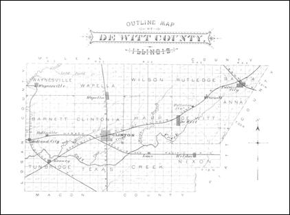 1882 Outline Map of DeWitt County.