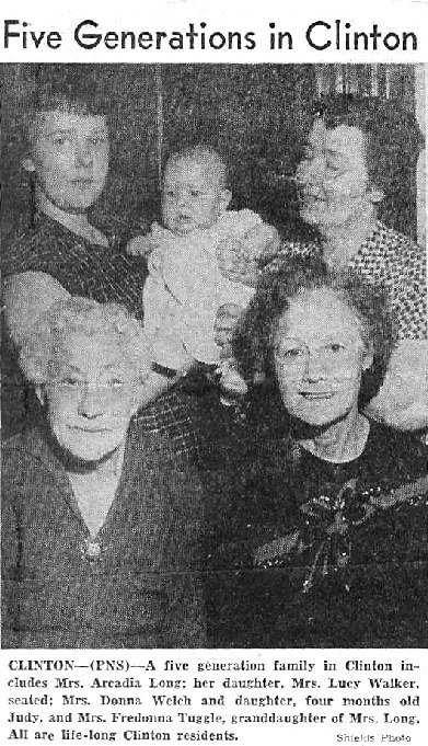 Photograph of five generations Clinton family.