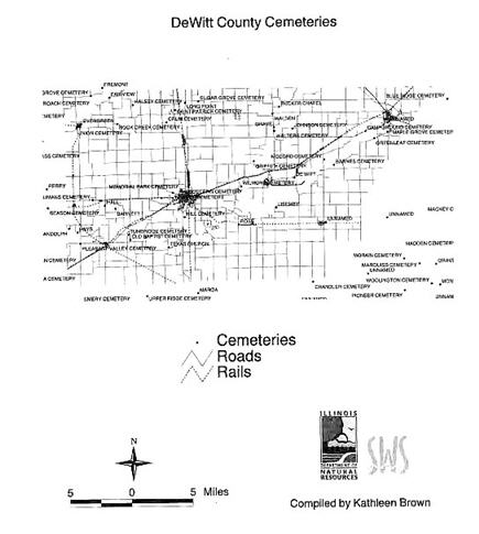 GenWeb Map for DeWitt County Cemeteries.
