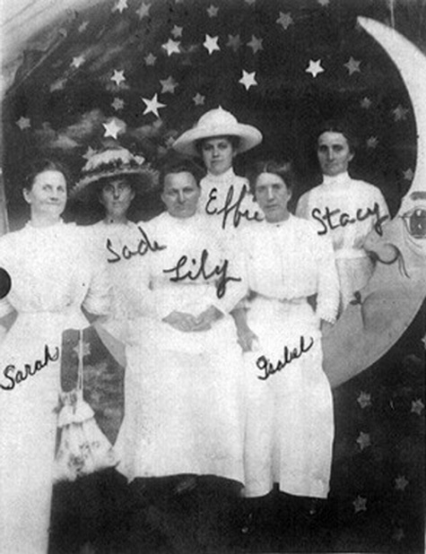 Picture postcard of a group of young women.